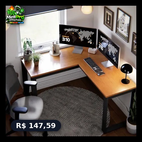 Escrivaninha Industrial Berlim Em L, MDF