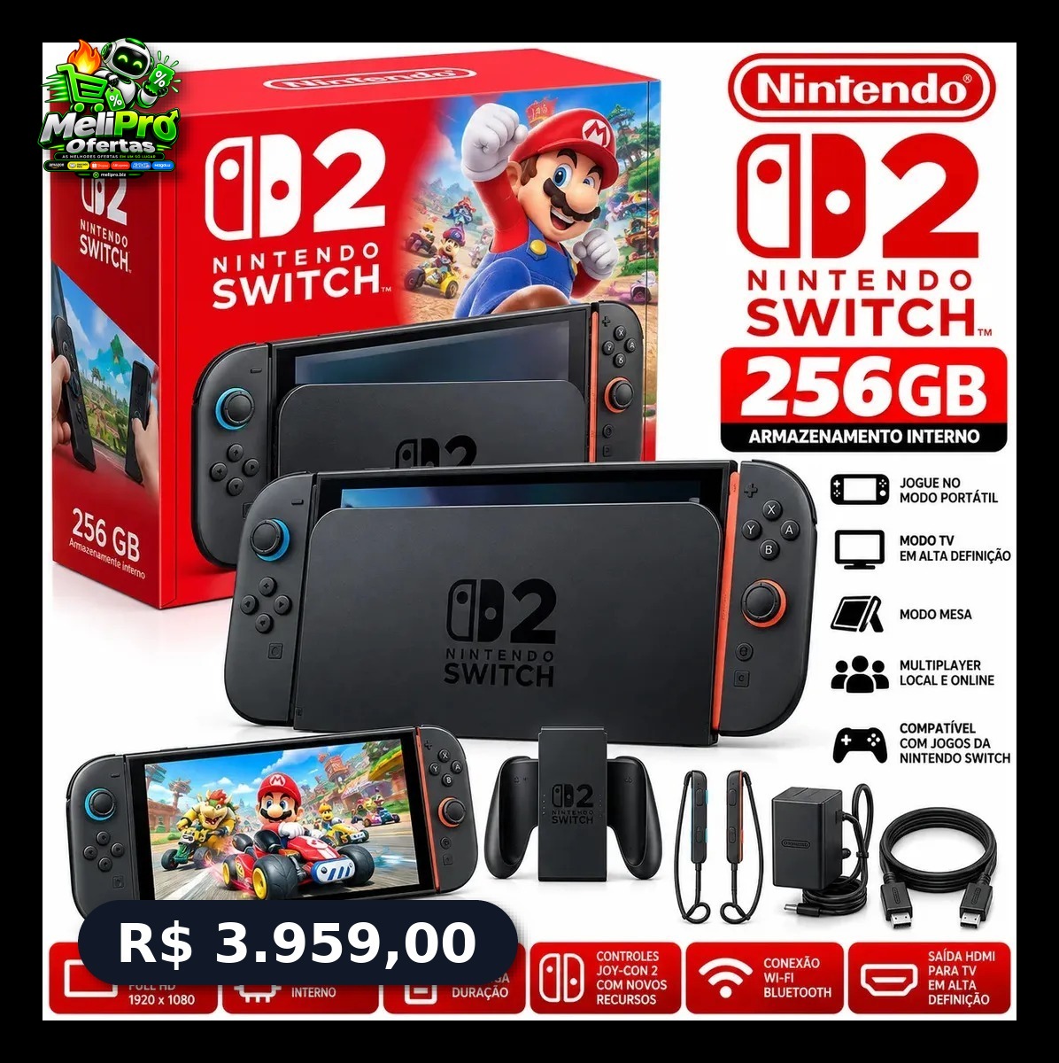 Console Nintendo Switch 2 Preto - Modelo Nacional Preto