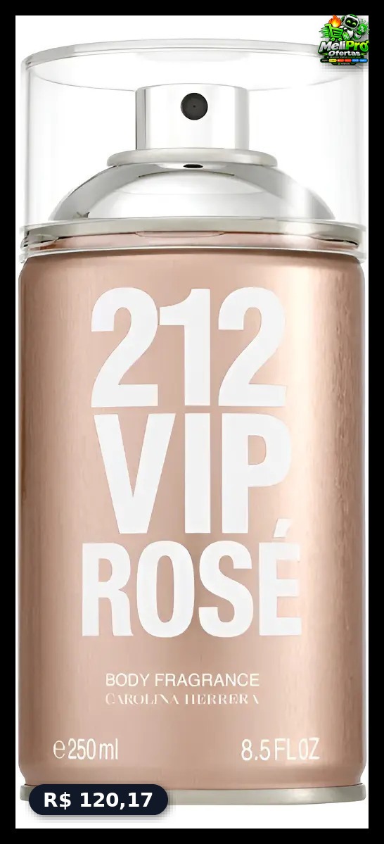 Body Spray Carolina Herrera 212 Vip Ro.sé Feminino 250ml - Body Splash de longa fixação