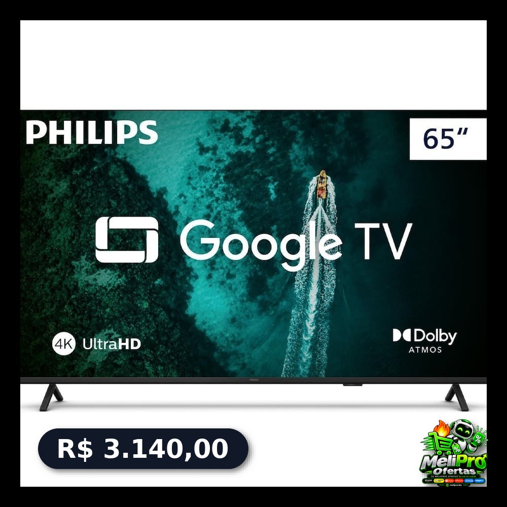 Smart TV 65 polegadas 4K Philips 65PUG7419/78 Google TV Comando de Voz Dolby Atmos