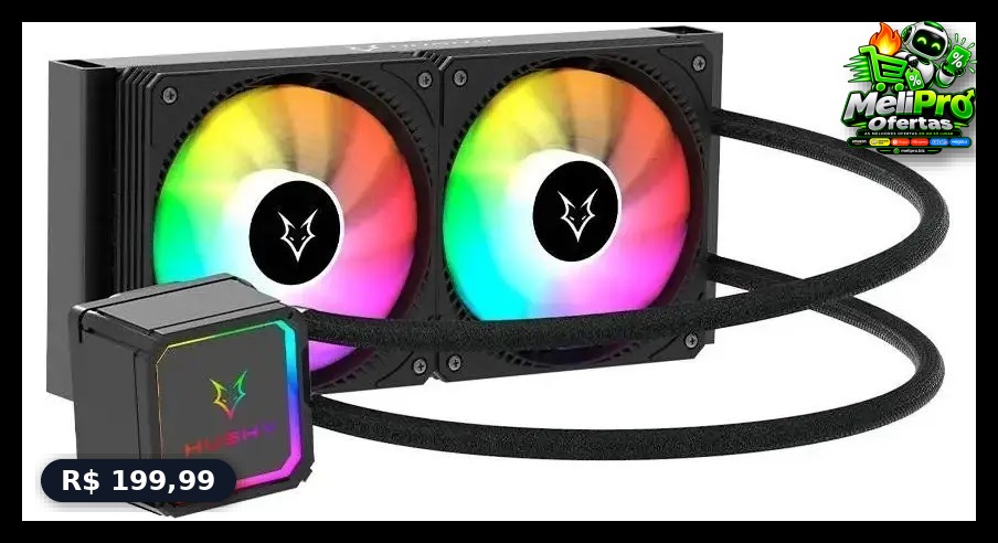 (Parcelado) Water Cooler Husky Glacier 240mm Argb Intel Amd Preto