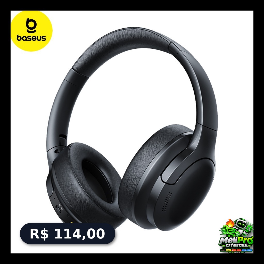 Headphone Baseus Bass BH1 Lite Sem Fio Bluetooth 6.0 Som Potente Leve Dobrável Confortável