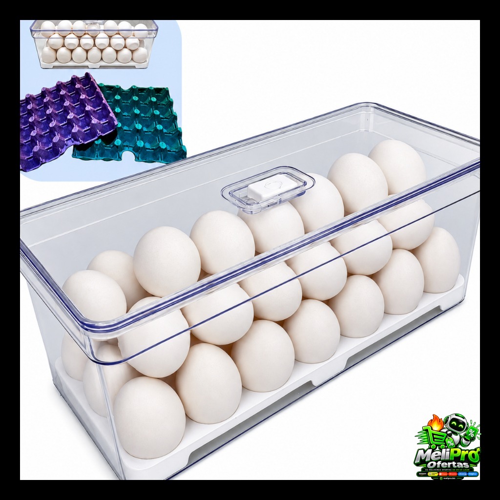 Organizador de Geladeira Grande com Tela de Ovo — Capacidade 40 Ovos Transparentes - Plastutti