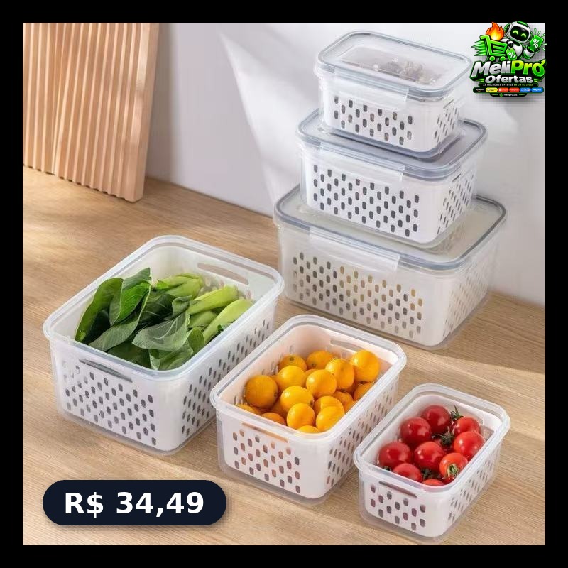 Kit2/3/6 Recipientes para separar e conservar frutas e