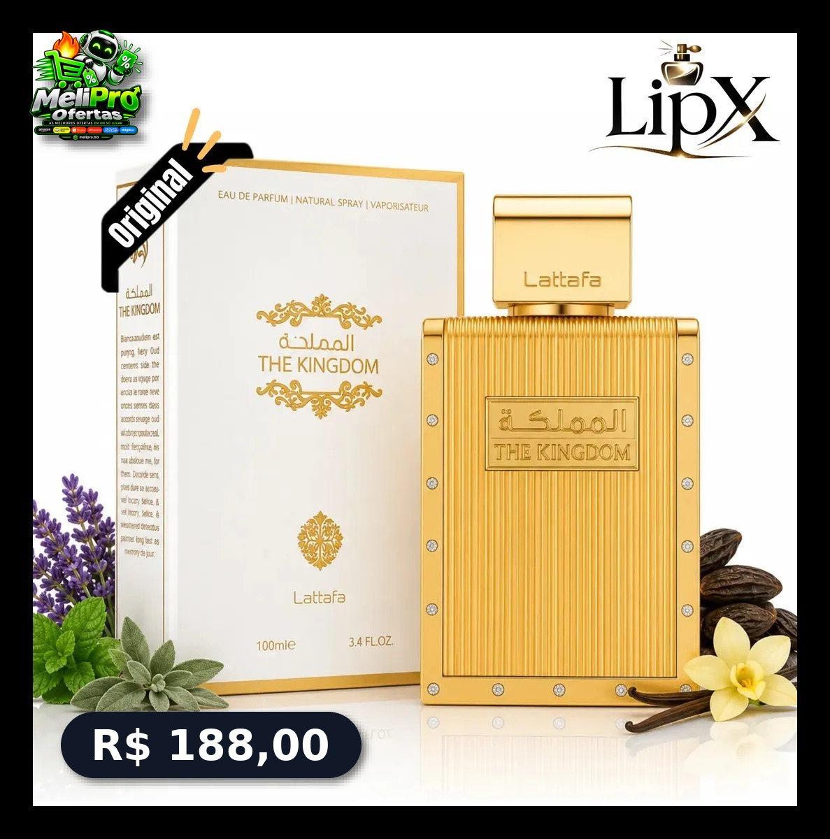Perfume Árabe The Kingdom Eau De Parfum Lattafa 100ml Masculino
