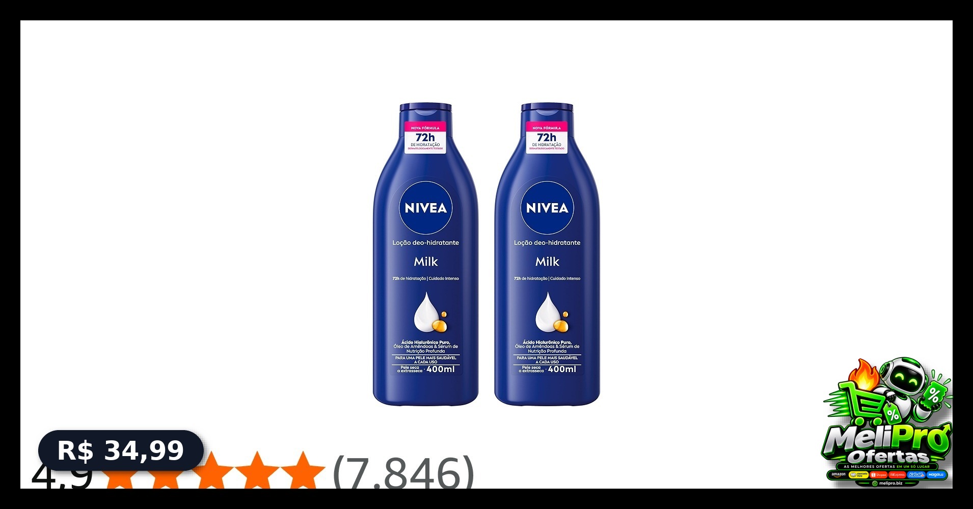 NIVEA Kit Loção Hidratante Milk Pele Seca a Extrasseca 400ml (2 unidades)