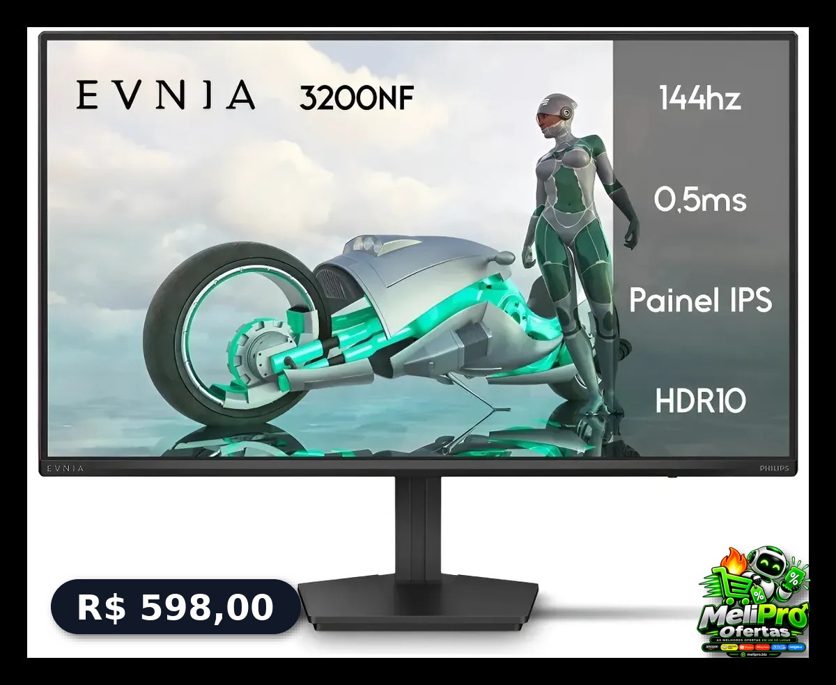 MONITOR GAMER PHILLIPS 24 EVNIA IPS 144HZ 0.5MS WIDE FULLHD PRETO 127/220V