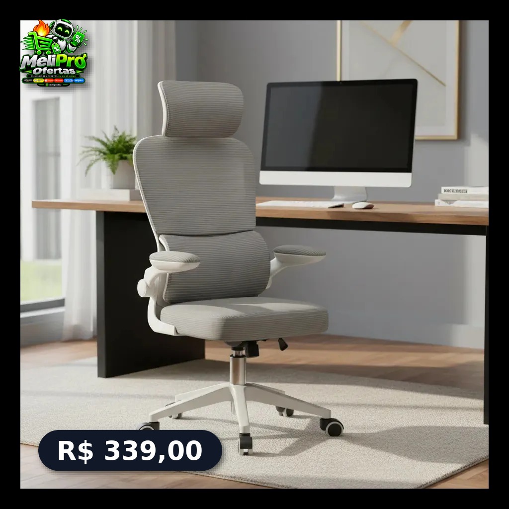 Cadeira Escritório Ergonômica Python Fly B07 Cinza Com Suporte Lombar
