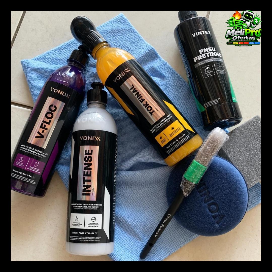 Kit Lavagem Automotiva Vonixx V-Floc Cera Intense Pretinho 500ml