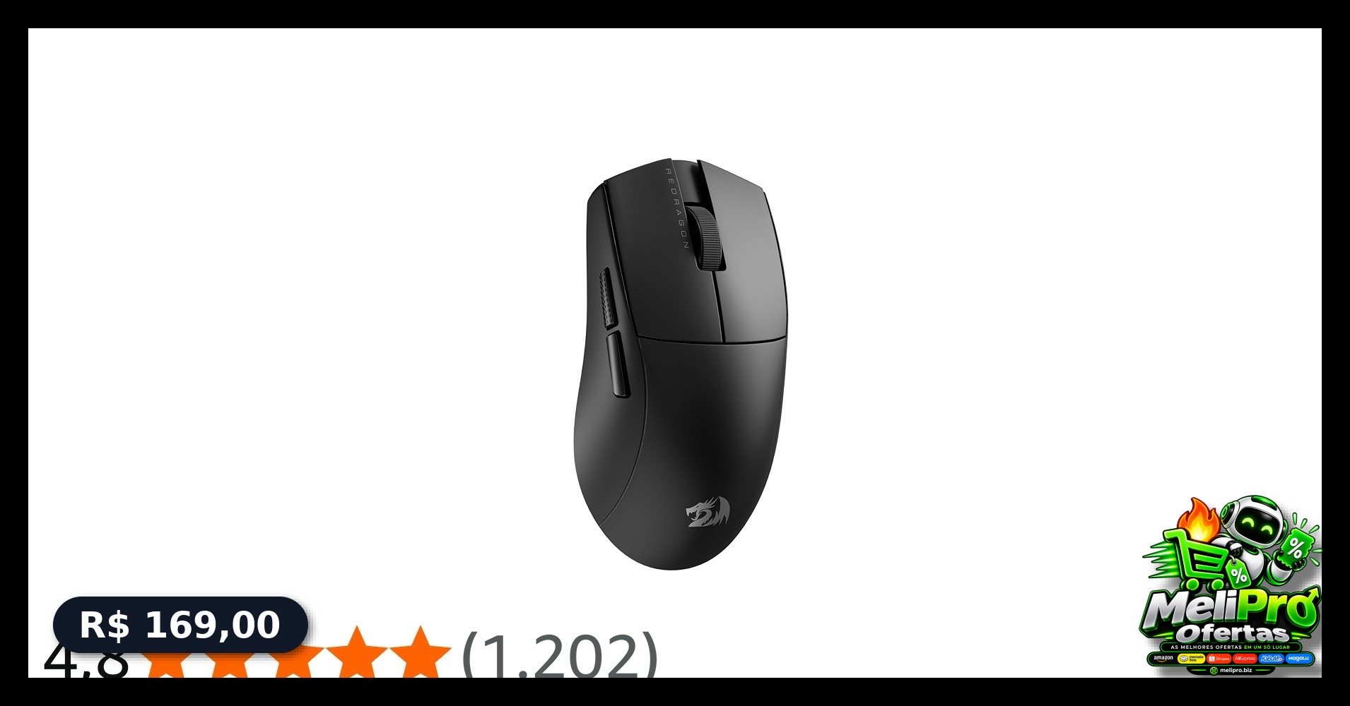 Mouse Gamer Redragon King Pro Preto Pixart PAW3395 26000DPI M916-PRO-1K
