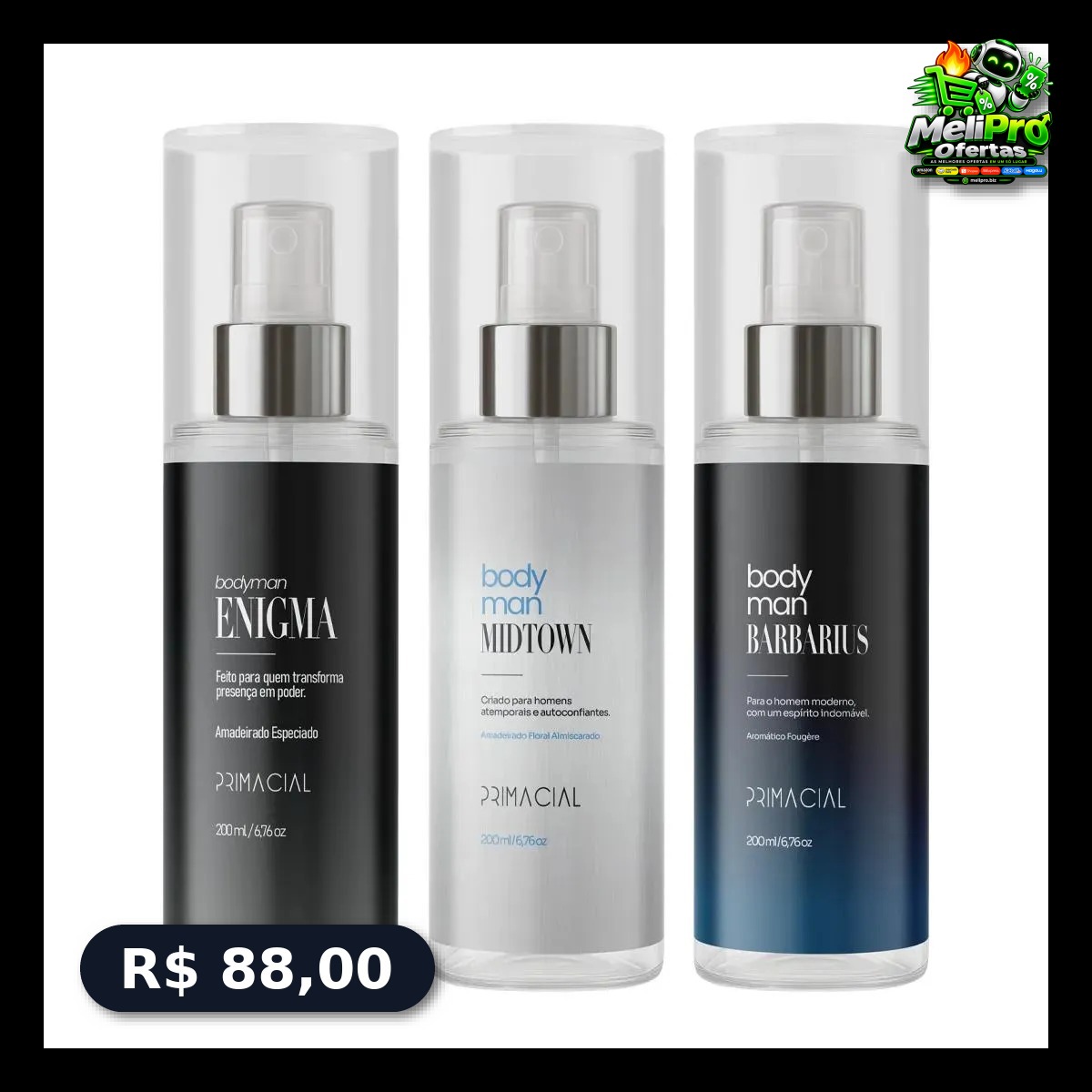 Kit Body Splash Barbarius + Enigma + Midtown 200ml
