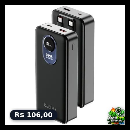 BAIXOU MAIS! Power Bank Basike com Cabo Embutido de 22.5W e 20.000mAh para iPhone e Android