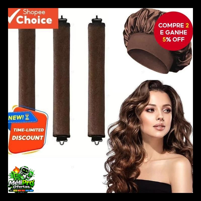 Conjunto De Ondulação Para Dormir Sem Calor : Artefato De Espessamento Com Touca De Banho , Rolos De 4 Peças Ondas Notur