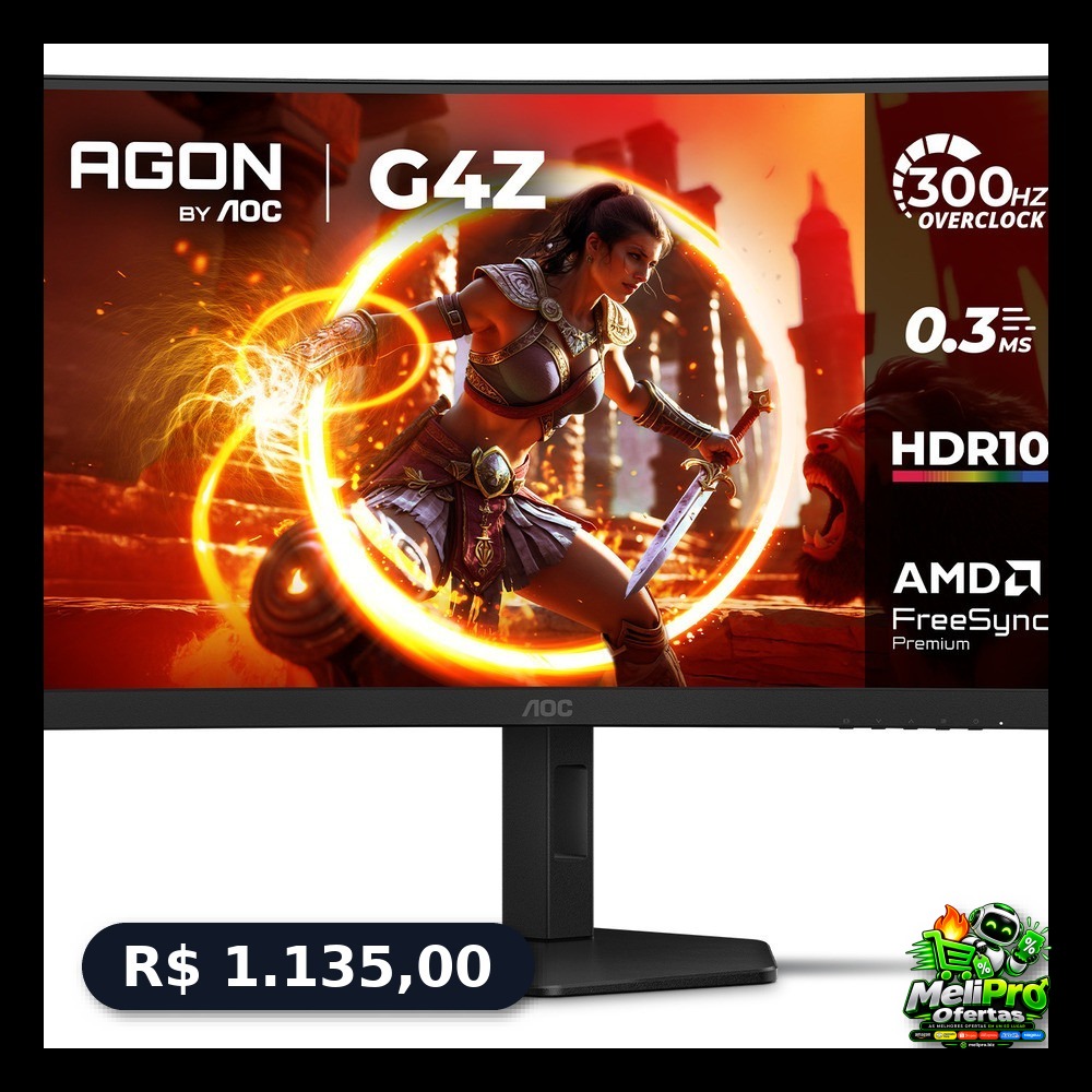 Monitor Gamer Curvo AOC AGON G4Z 27" 300Hz 0,3ms HDR10 Base Ajustável C27G4Z/P