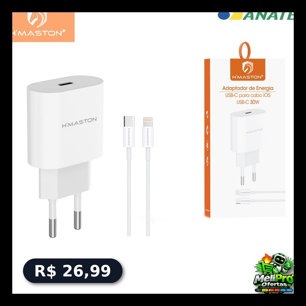 H'Maston CB-17 Carregador Turbo PD 30w Fonte 3A