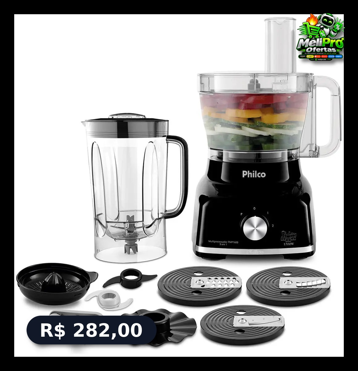 Multiprocessador Philco 9 em 1 1700W 110v (PMP1600P)