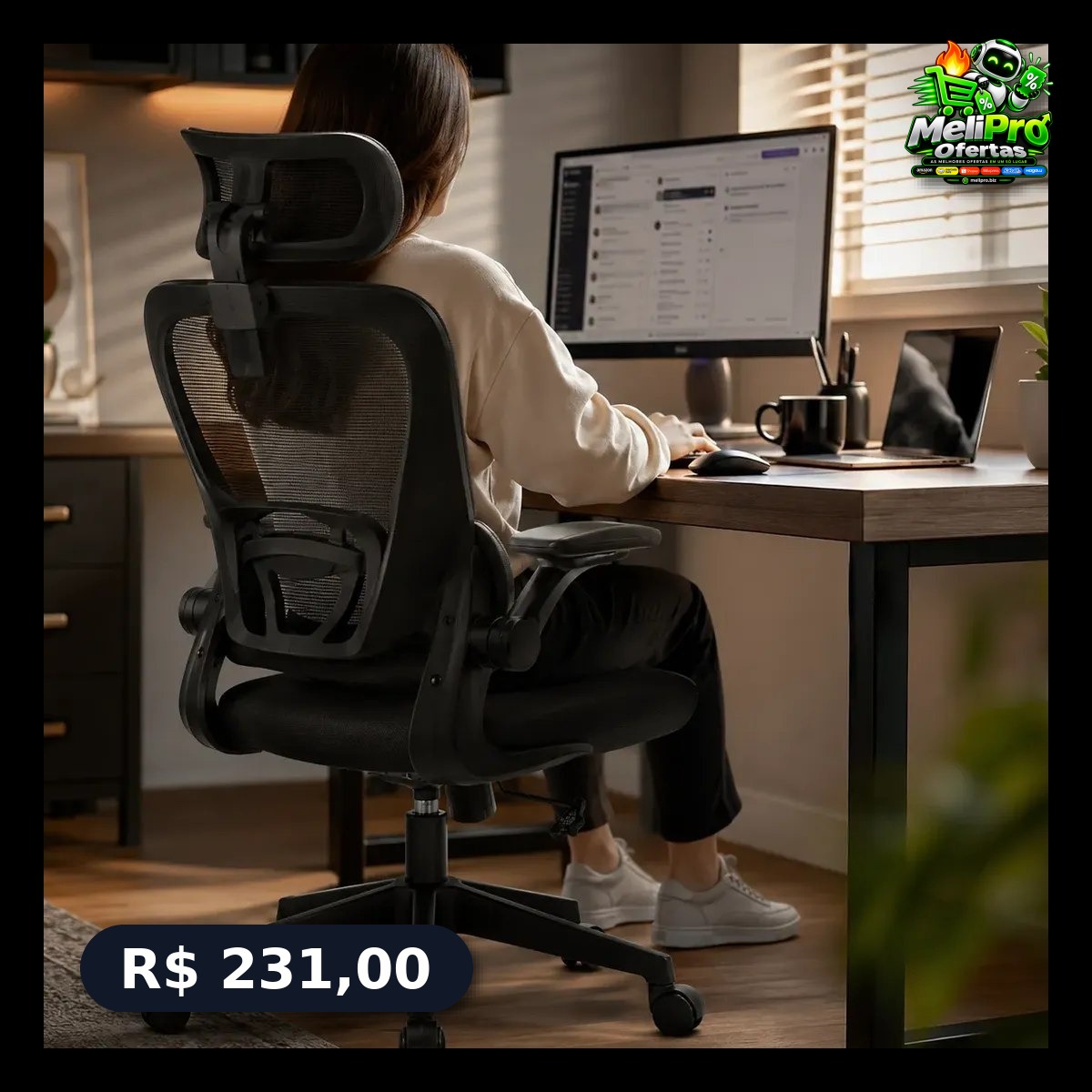 Cadeira Lombar Ergonômica Escritório Apoio Mesh Suporte 120kg