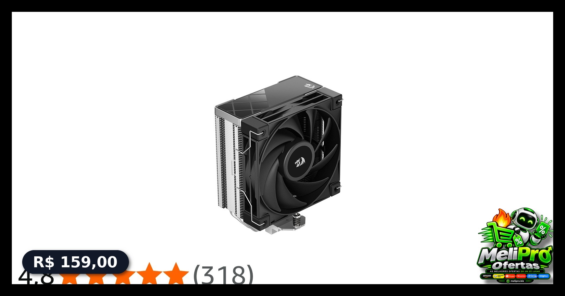 Air Cooler GamerStorm X Redragon AK400 RD Preto 4 Heatpipes Fan 120 mm R-AK400-BKNNMD-AJG