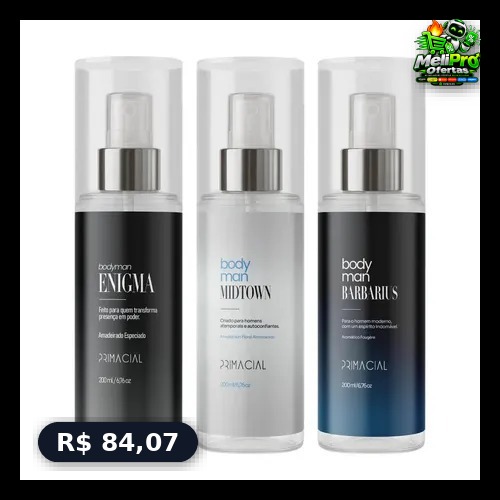 Kit Body Splash Masculino Barbarius + Enigma + Midtown 200ml