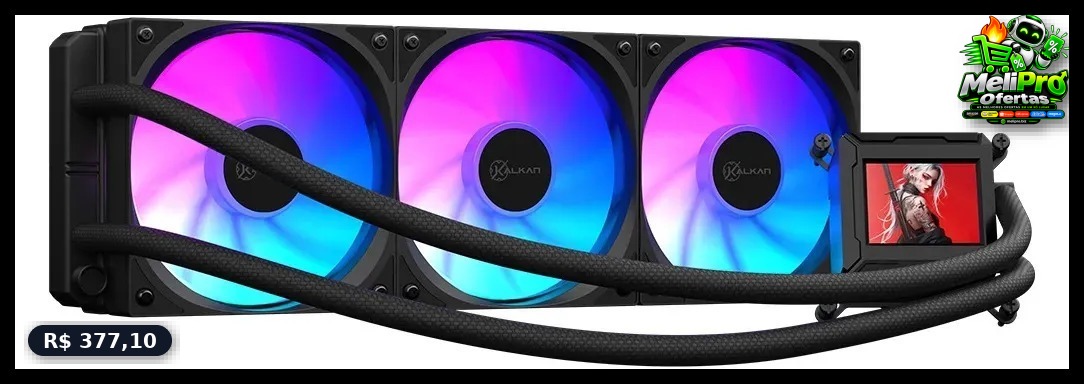 (Parcelado) Watercooler Kalkan 360mm Argb Aura Lcd 360 Preto