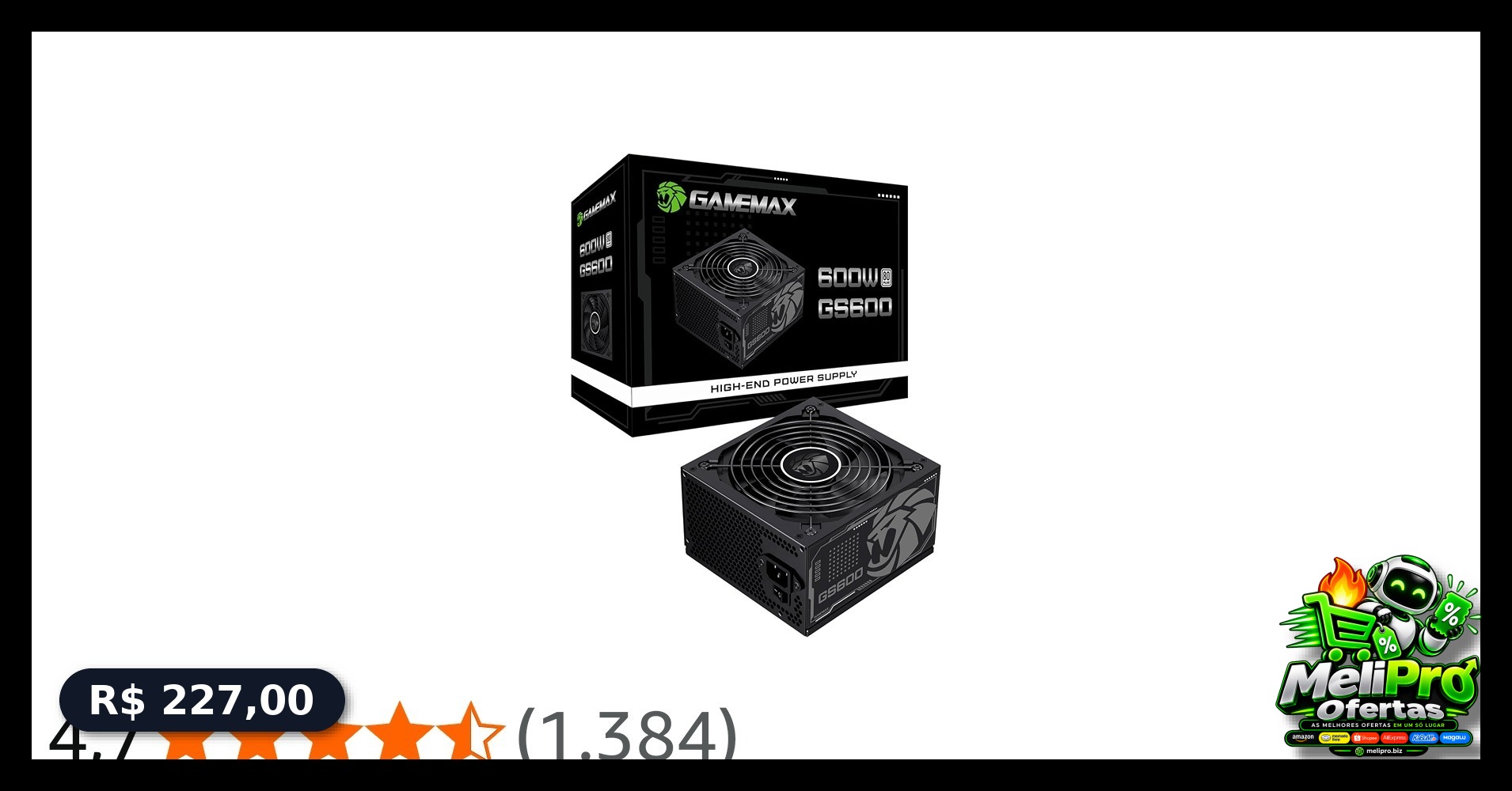 Fonte De Alimentacao 600w Gs600 80 Plus White Gamemax