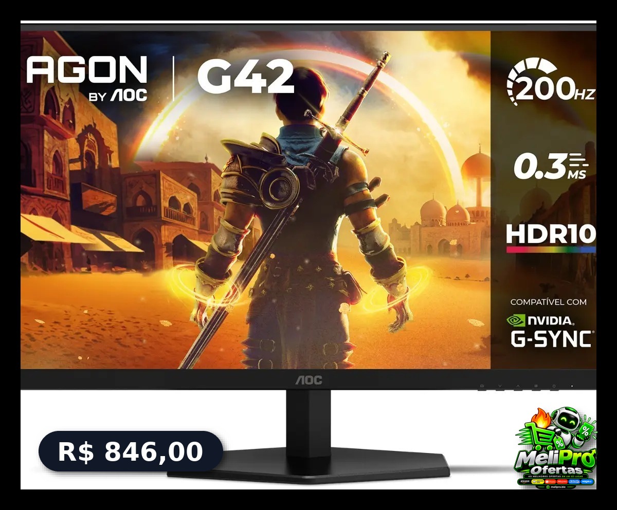 Monitor Gamer AOC AGON G42 27" 200Hz 0,3ms IPS HDR10 NVIDIA G-Sync 27G42HE