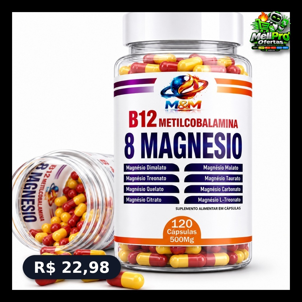 Metilcobalamina B12 + 8 Magnesio 120 OU 60 Capsulas QUELATO | DIMALATO | L-TREONATO | BISGLICINATO
