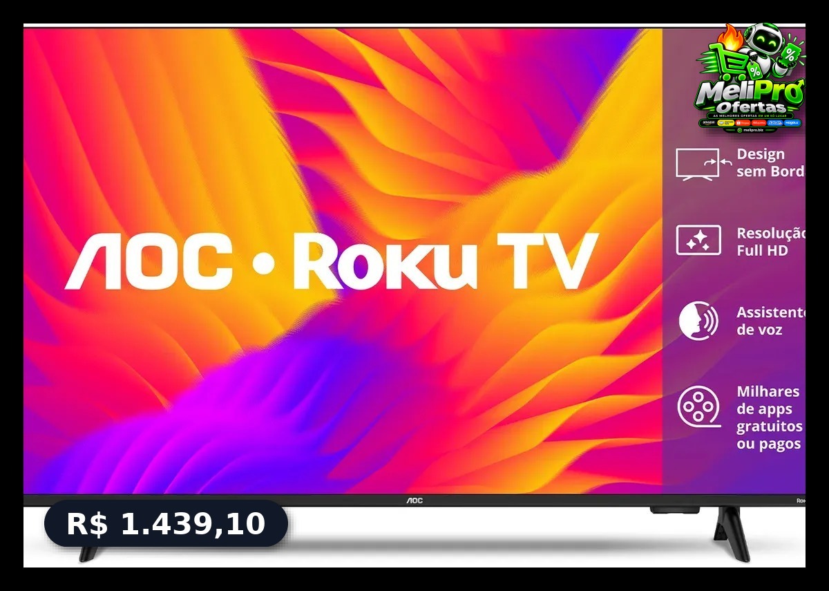 (Parcelado) Smart Tv 43 Aoc Led Roku Full Hd Wi-fi 60hz Hdmi Usb 43s5155/78g