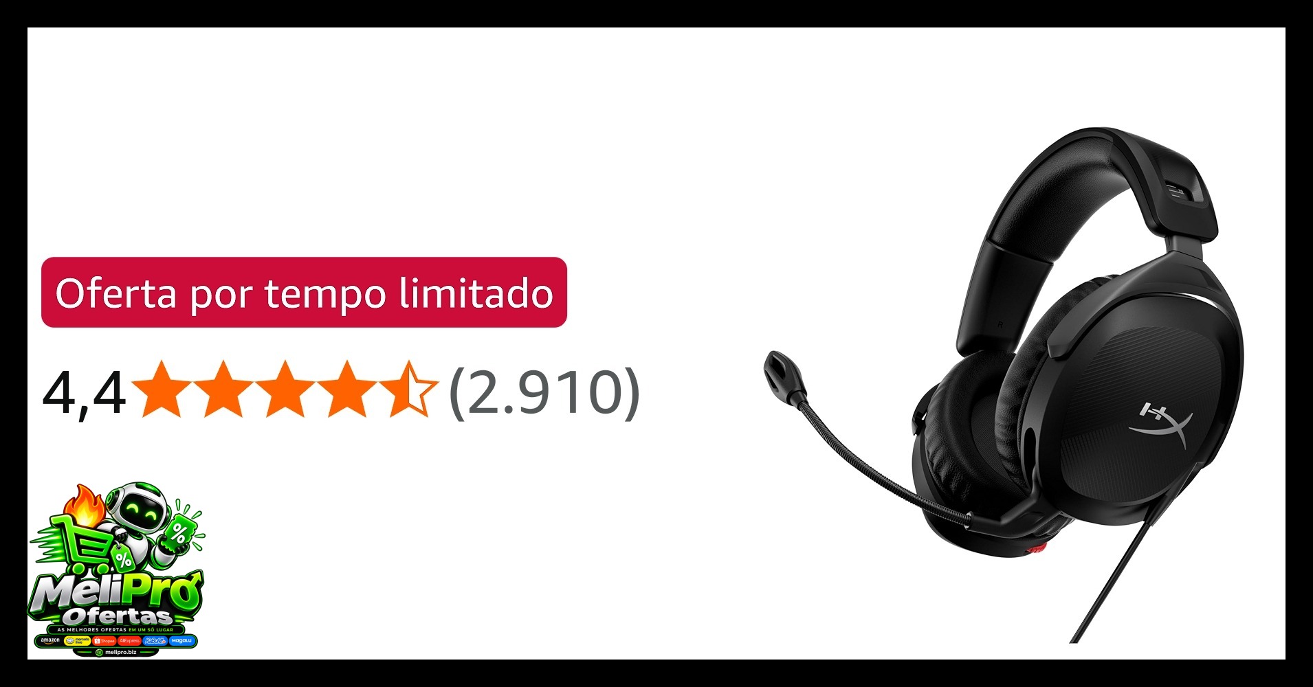 HyperX Cloud Stinger 2 - Headset gamer (preto)