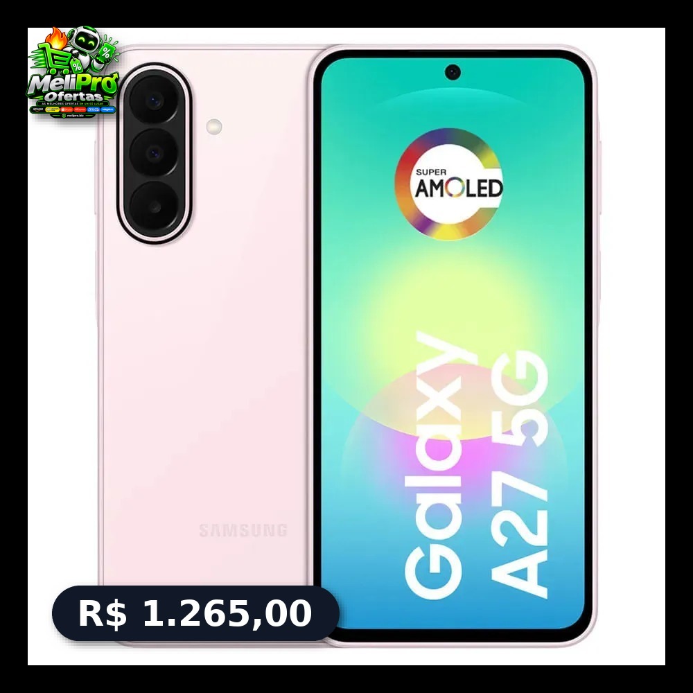 Smartphone Samsung Galaxy A27 5G 128GB 6GB, Super Amoled 6.7'', Câmera Tripla 50MP Selfie 12MP, 5000 mAh, Ip67, NFC, Dua