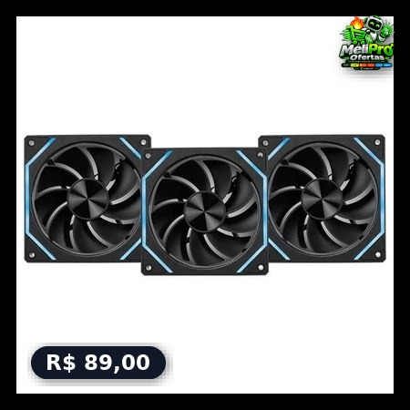 Kit Ventoinhas Pichau Ventus NX Reverse, ARGB, 3x120mm, Preto, PCH-VTNXR3-BK01