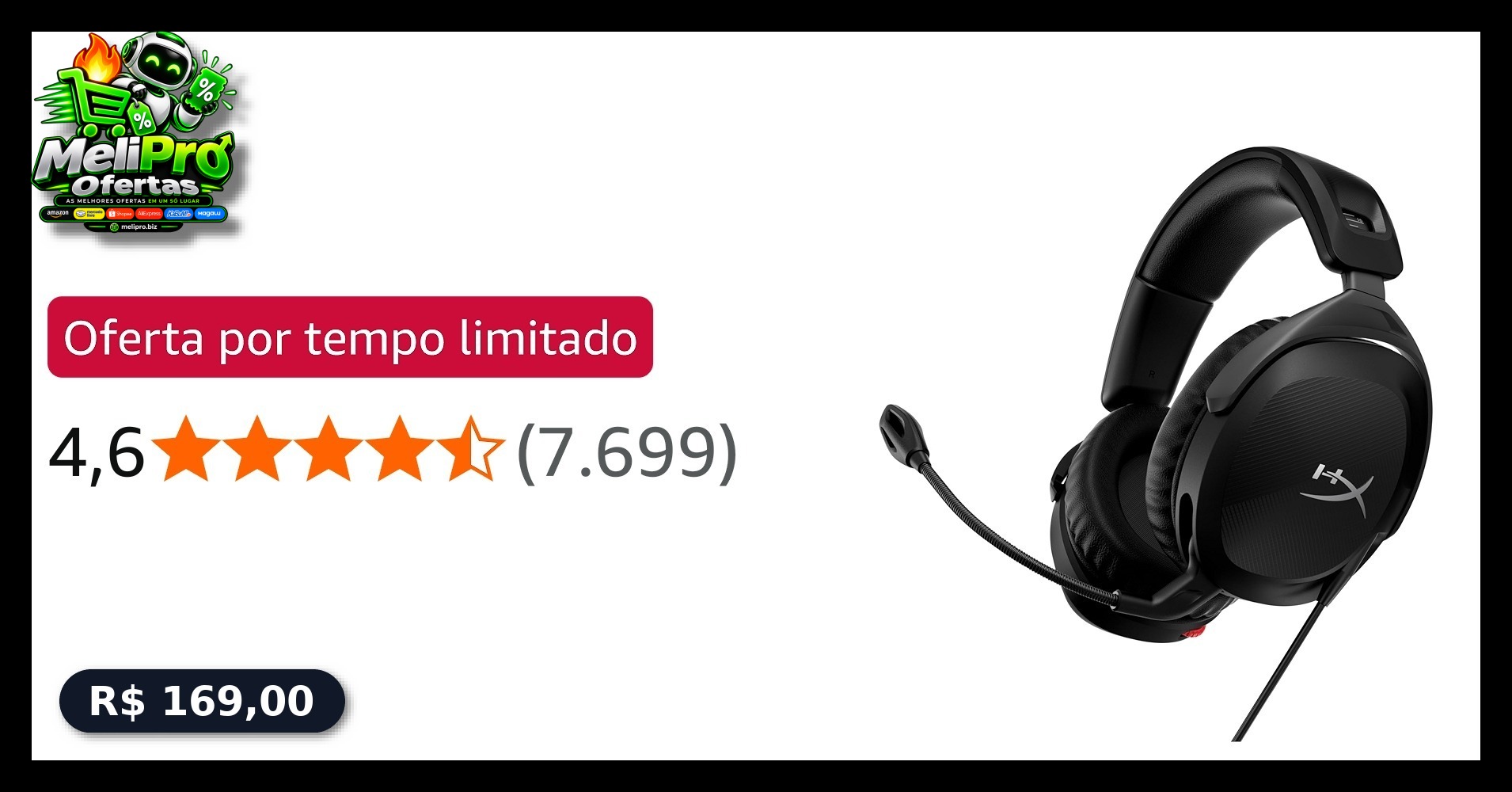 HyperX Cloud Stinger 2 - Headset gamer (preto)