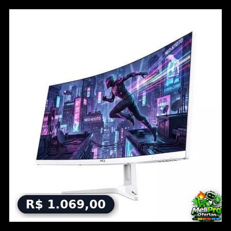 Monitor Gamer HQ 34" Branco Curvo 1ms, 180Hz, UltraWide (QHD) - 3440x1440 AMD FreeSync, HDMI, DP HQW34C180