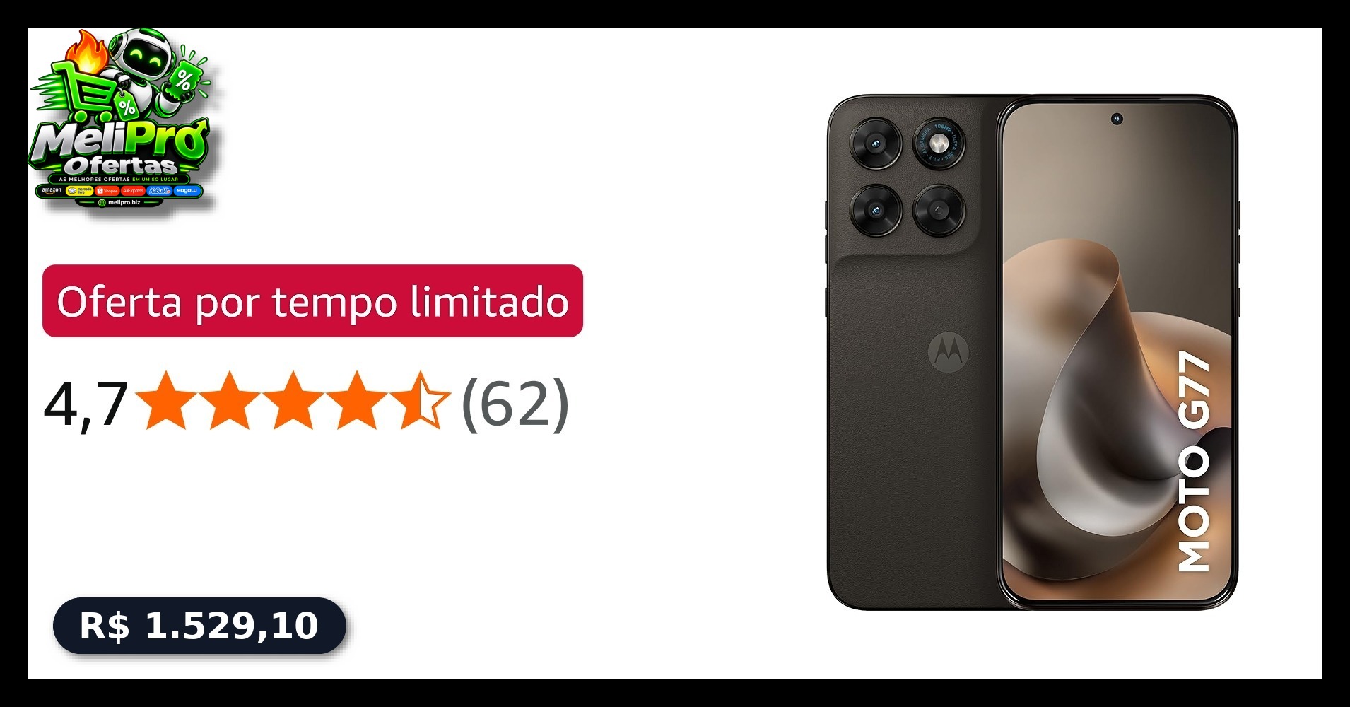 Smartphone Motorola Moto G77 5g - 256GB 24GB (8GB RAM + 16GB RAM Boost)...