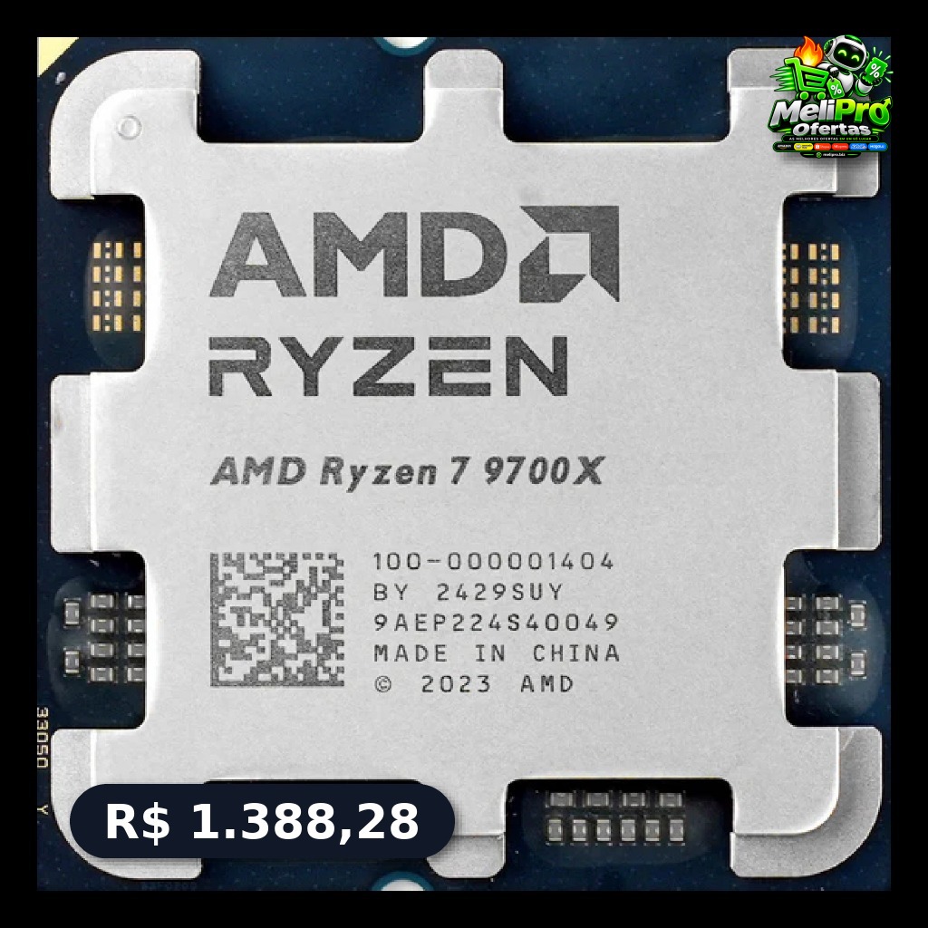Processador AMD Ryzen 7 9700X 3.8GHz (5.5GHz Turbo) 8 Cores 16 Threads AM5 40MB Novo (Sem Caixa ou Cooler)