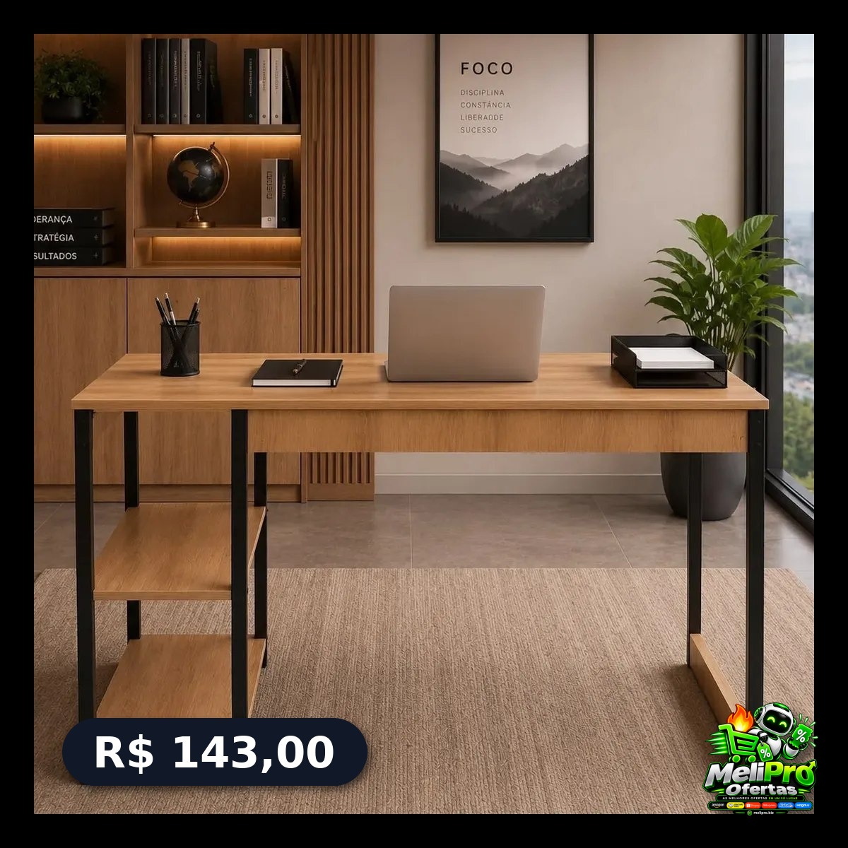 Escrivaninha Mesa Office Estudo Estilo Industrial 1,10m