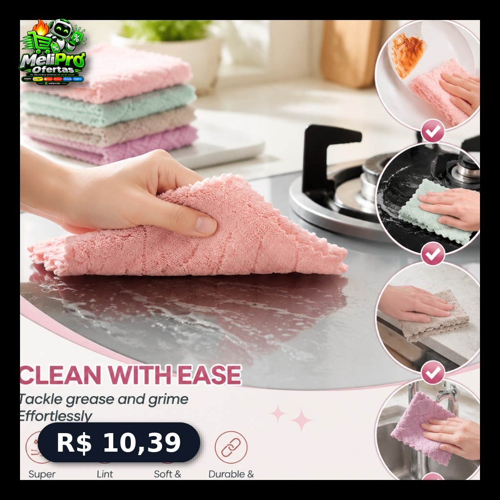 5/10/20 Peças Pano Absorvente Anti Óleo Para Cozinha /Pano De Microfibra /Toalha De Limpeza De Cozinha/Toalha De Mesa