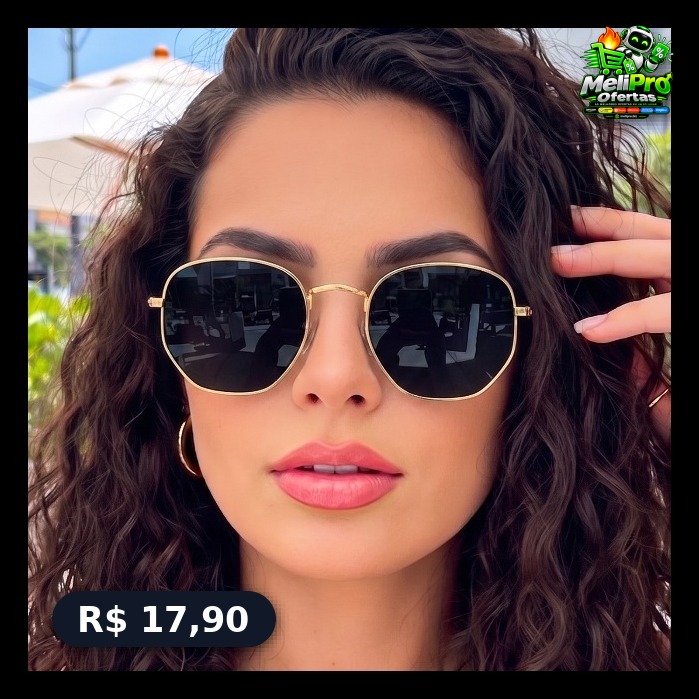 óculos de sol hexagonal masculino feminino com lente