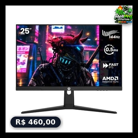 Monitor Gamer Haiz 25'' 144hz 0.5ms 1920x1080 HDR10 Resolução FHD HDMI/DP Painel IPS VESA Alta Taxa de Atualização