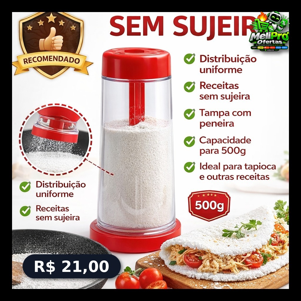 Tapioqueira Peneira Polvilhador Armazena Tapioca Beiju Farinha Cozinha Utensilio Cores Aleatorias