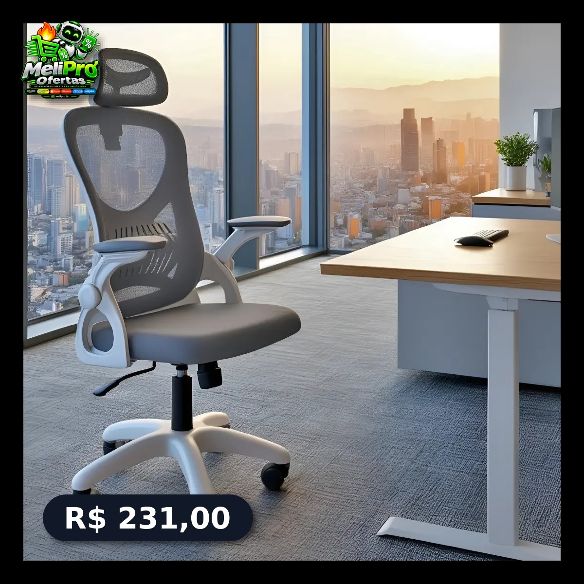 Cadeira De Escritório Columbus Presidente Ergonomica Cinza Mesh