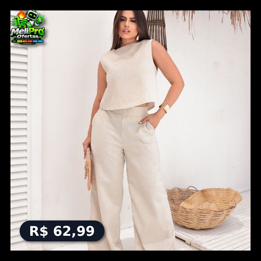 Conjunto Alfaiataria Social Feminino Calça e Blusa Em