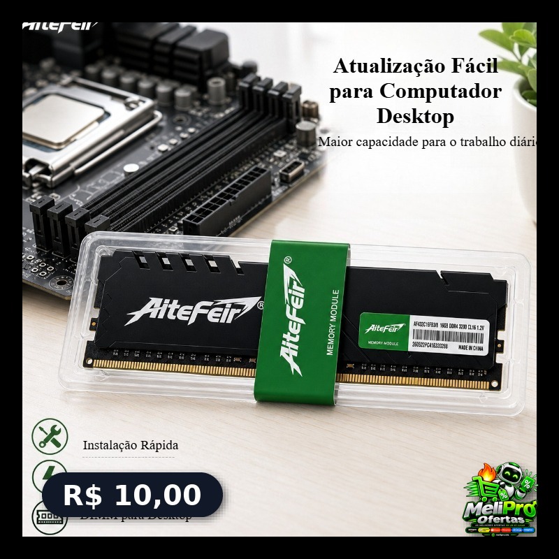 Aitefeir 16GB DDR4 3200MHz RAM Memória De Mesa 1.2V DIMM Interna De Computador Para Jogos De PC De Alto Desempen