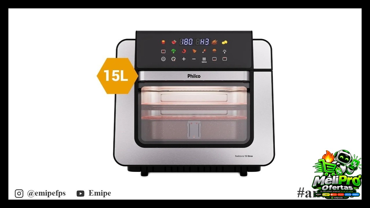 (Parcelado) Air Fryer Oven Paf15b 15l Dupla Resistência Philco Preto