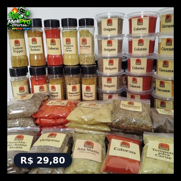 Kit com 20 Temperos e Condimentos Naturais em Sachês Sem conservantes Envio Rápido
