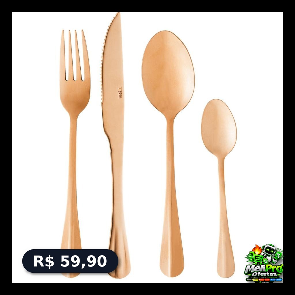 MESA CHIQUE DEMAIS!  faqueiro rose em inox com 24 peças