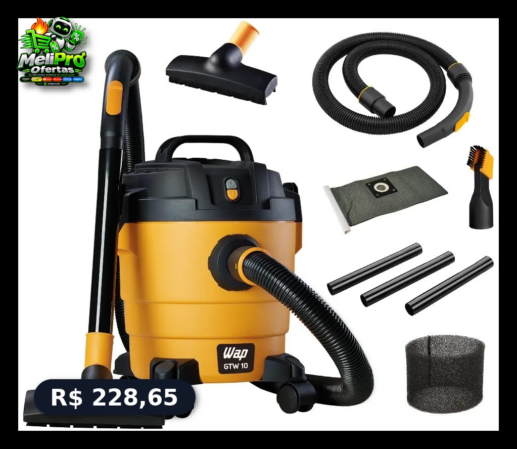 Aspirador de Pó e Água WAP GTW 10 1400W de Potência com Bocal de Sopro