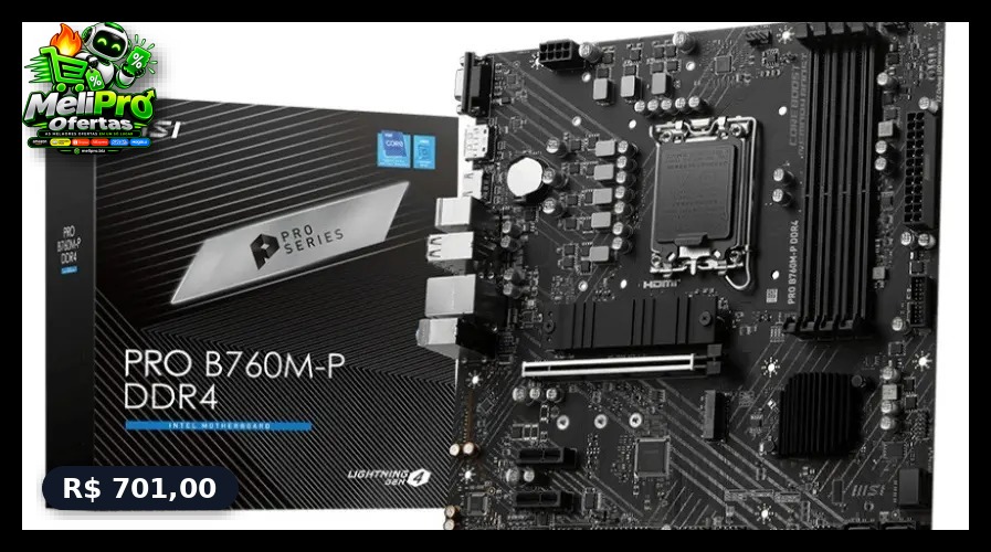 Placa-mãe Msi Pro B760m-p Lga1700 Ddr4 Micro Atx cor preta