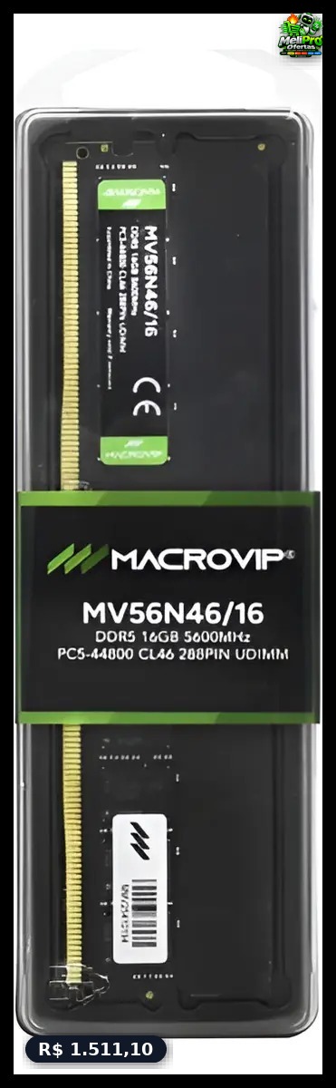 Memória DDR5 16GB 5600MHz Macrovip para Desktop
