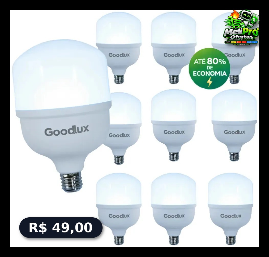 Kit 10 Lampadas Led 20w Bulbo 6500k Luz Branca Luz Branco Frio 127/220v Goodlux